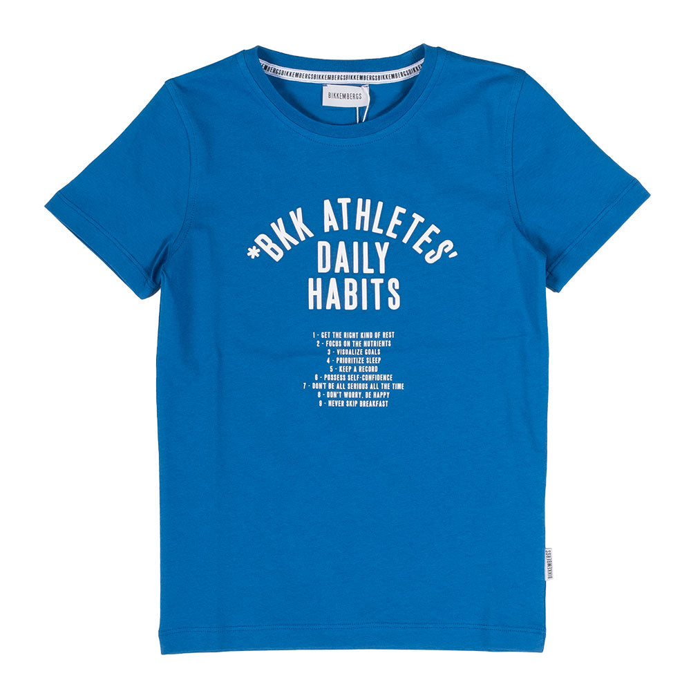
Kurzärmeliges T-Shirt aus der Kinderbekleidungslinie Bikkembergs, mit kontrastfarbigem Aufdruck ...