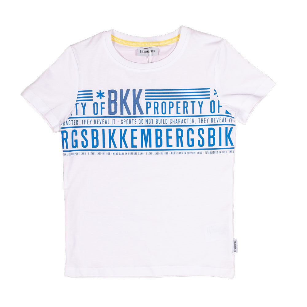 
Kurzarm-T-Shirt aus der Bikkembergs-Kinderbekleidungslinie, mit Druck auf der Vorderseite und Lo...