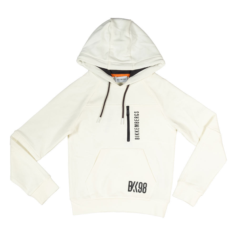 
Sweatshirt aus der Kinderbekleidungslinie Bikkembergs, mit Kapuze und großer Tasche vorne. Reißv...
