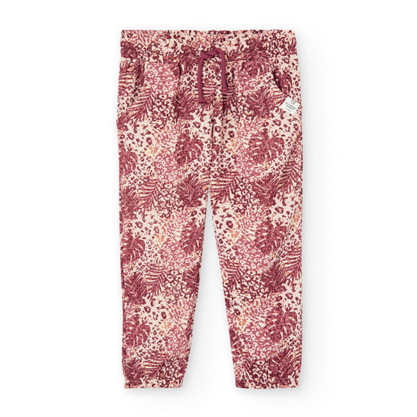 Pantalone largo della Linea Abbigliamento Bambina Boboli, con fantasia animalier, elastico in vit...