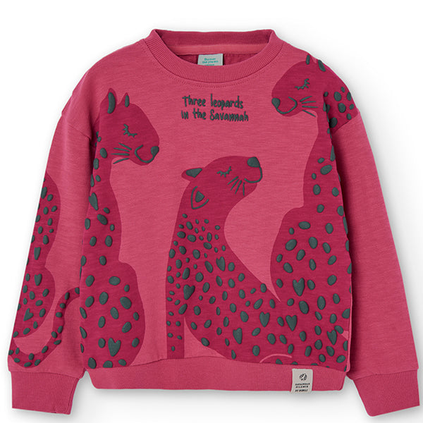 
Gebürstetes Sweatshirt aus der Boboli-Kinderbekleidungslinie mit Katzenprints auf einfarbigem Hi...