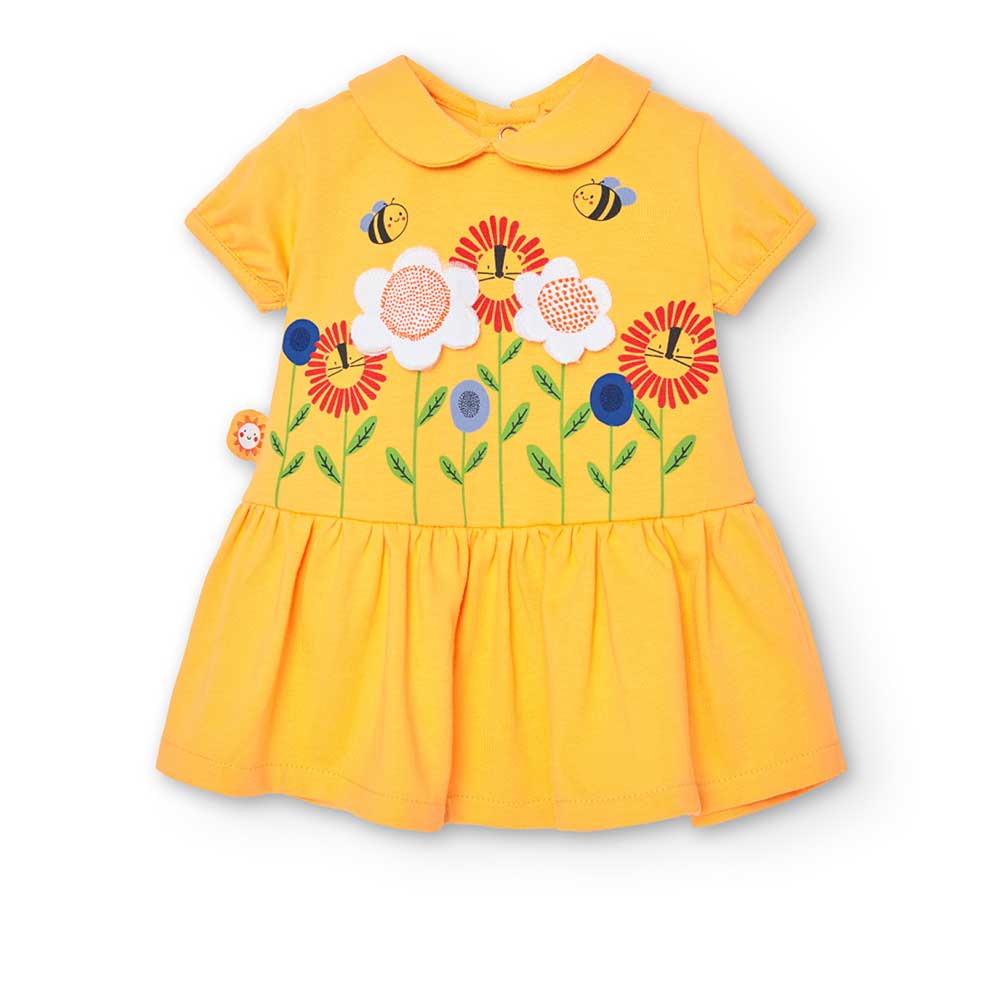 
Kleidchen aus der Boboli-Kinderkollektion mit Rundkragen, farbigen Drucken und Stoffapplikatione...