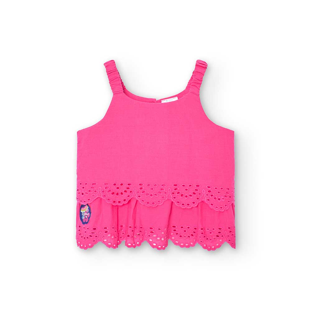 
Oberteil aus der Boboli Girls' Clothing Line, mit Trägern und perforierten Volants an der Unters...