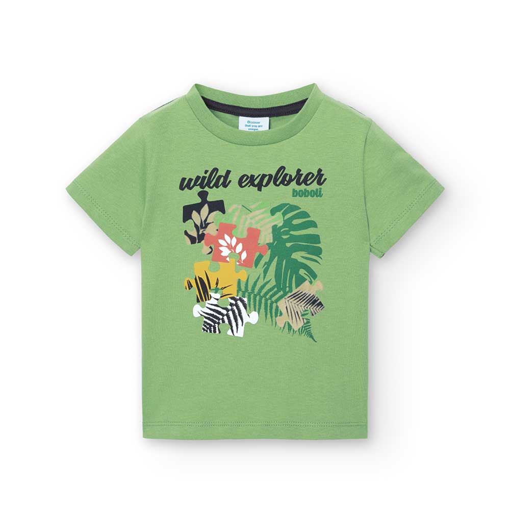 
T-Shirt aus der Boboli Kinderbekleidungslinie, mit farbenfrohem Safari-Druck auf der Vorderseite...