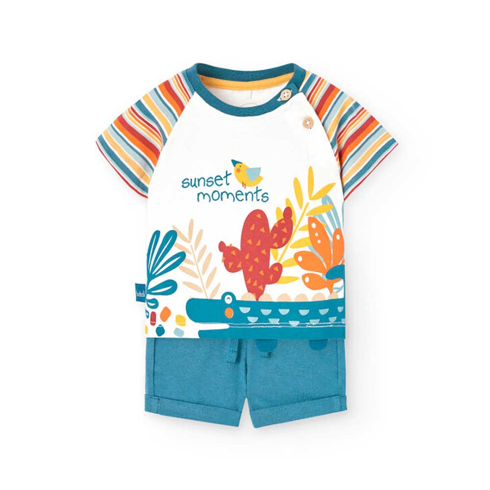 Zweiteiliger Set aus der Kinderbekleidungslinie Boboli, mit einem mehrfarbigen gemusterten T-Shir...