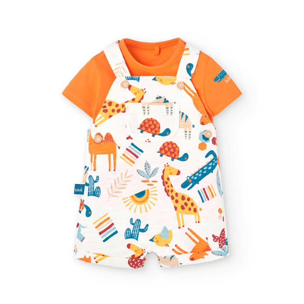 Salopette della Linea Abbigliamento Bambino Boboli, a fantasia multicolor all-over. T-shirt coord...