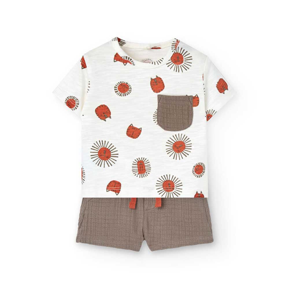 Zweiteiliger Set aus der Mädchenbekleidungslinie Boboli, mit T-Shirt aus Flammgarn-Baumwolle und ...