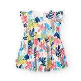Vestito satin fiori per bimba