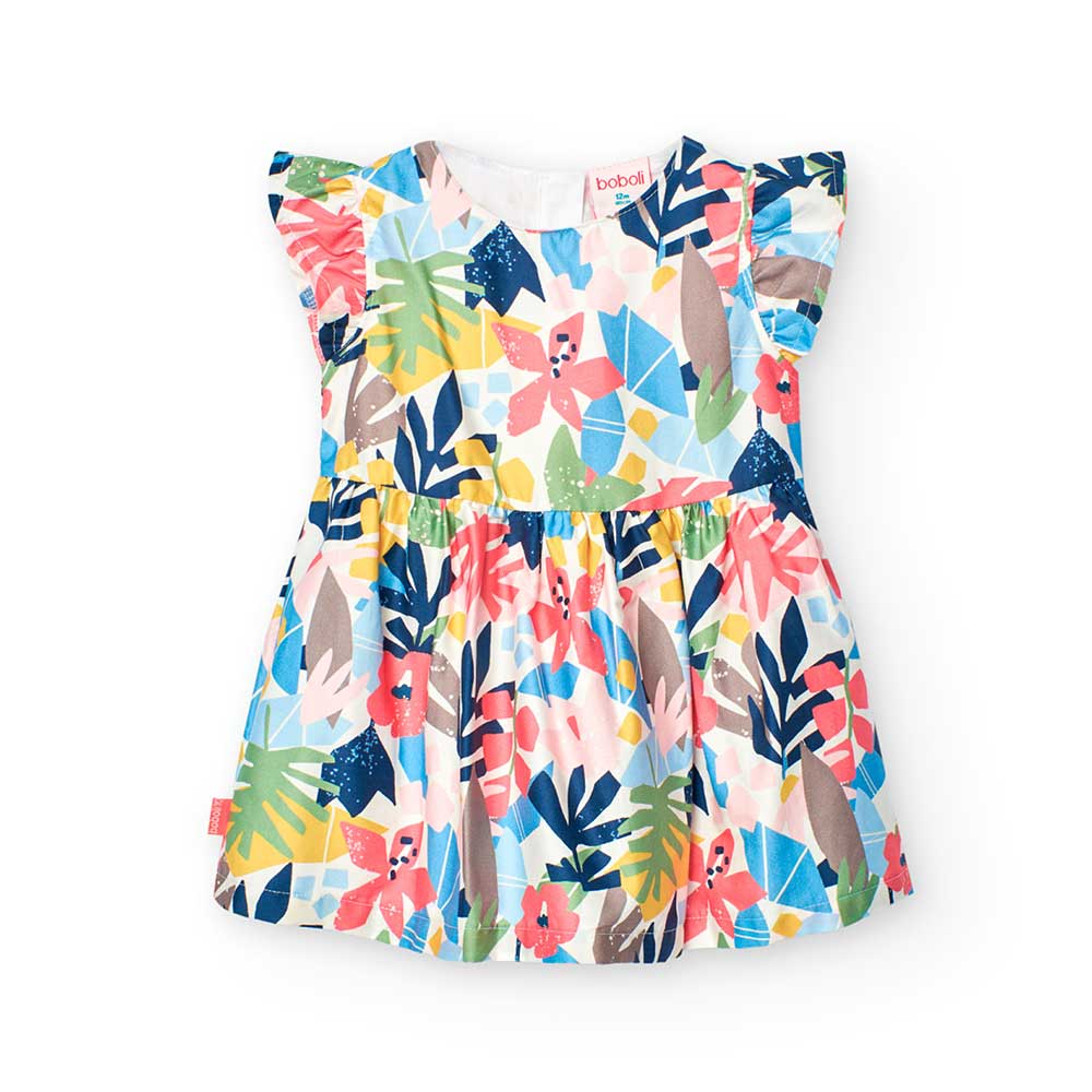 
Abitino della Linea Abbigliamento Bambina Boboli, in cotone a fantasia multicolor con coulotte a...