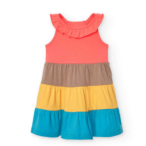Vestito jersey con fronzoli - BOBOLI - Sesso: Bambina - Colore: uni - Stagione: Primavera-Estate