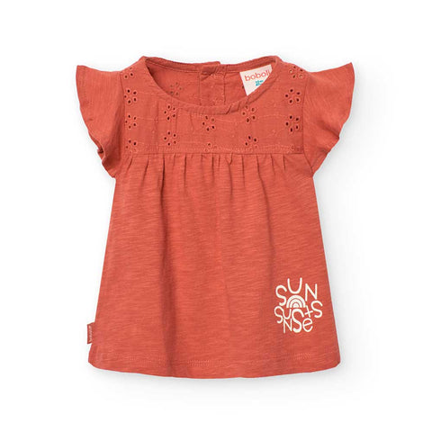 Maglietta jersey combinata - BOBOLI - Sesso: Bambina - Colore: Arancione - Stagione: Primavera-Estate