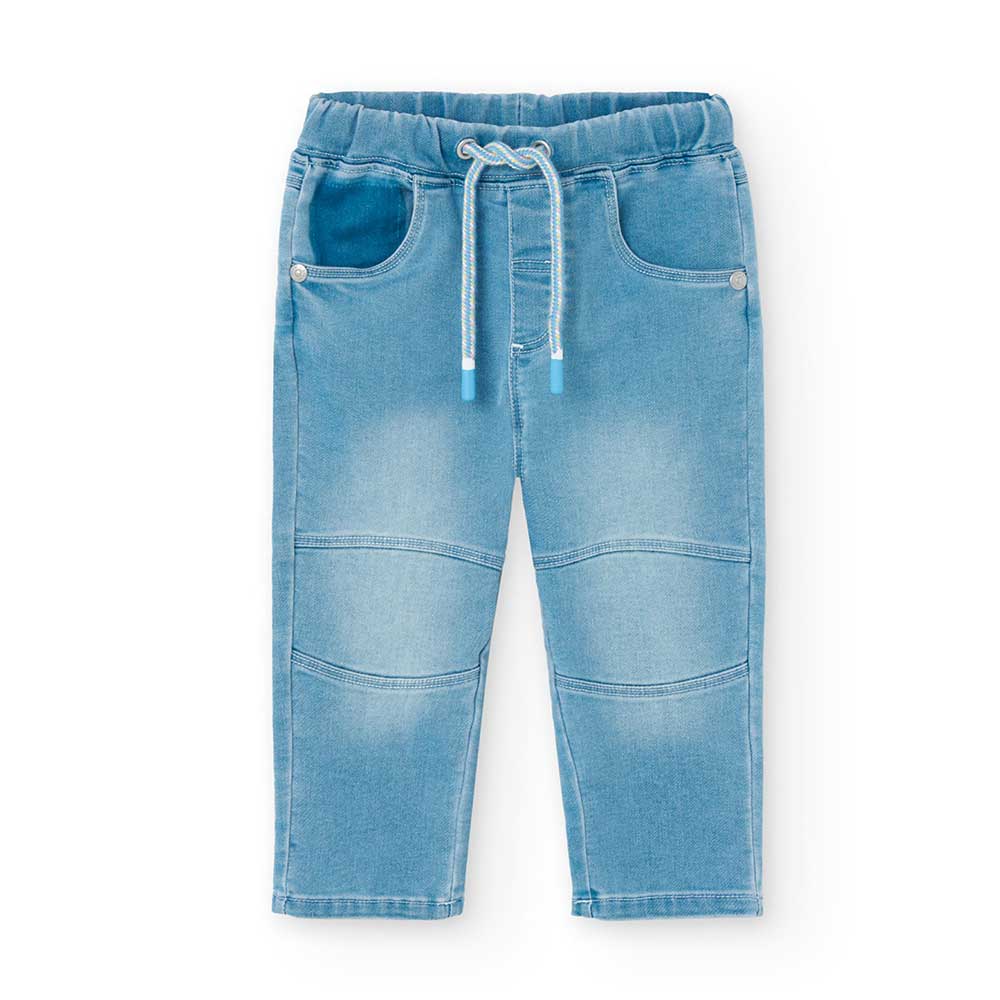 Pantalone jeans della Linea Abbigliamento Bambino Boboli, con elastico e laccetti in vita e tessu...