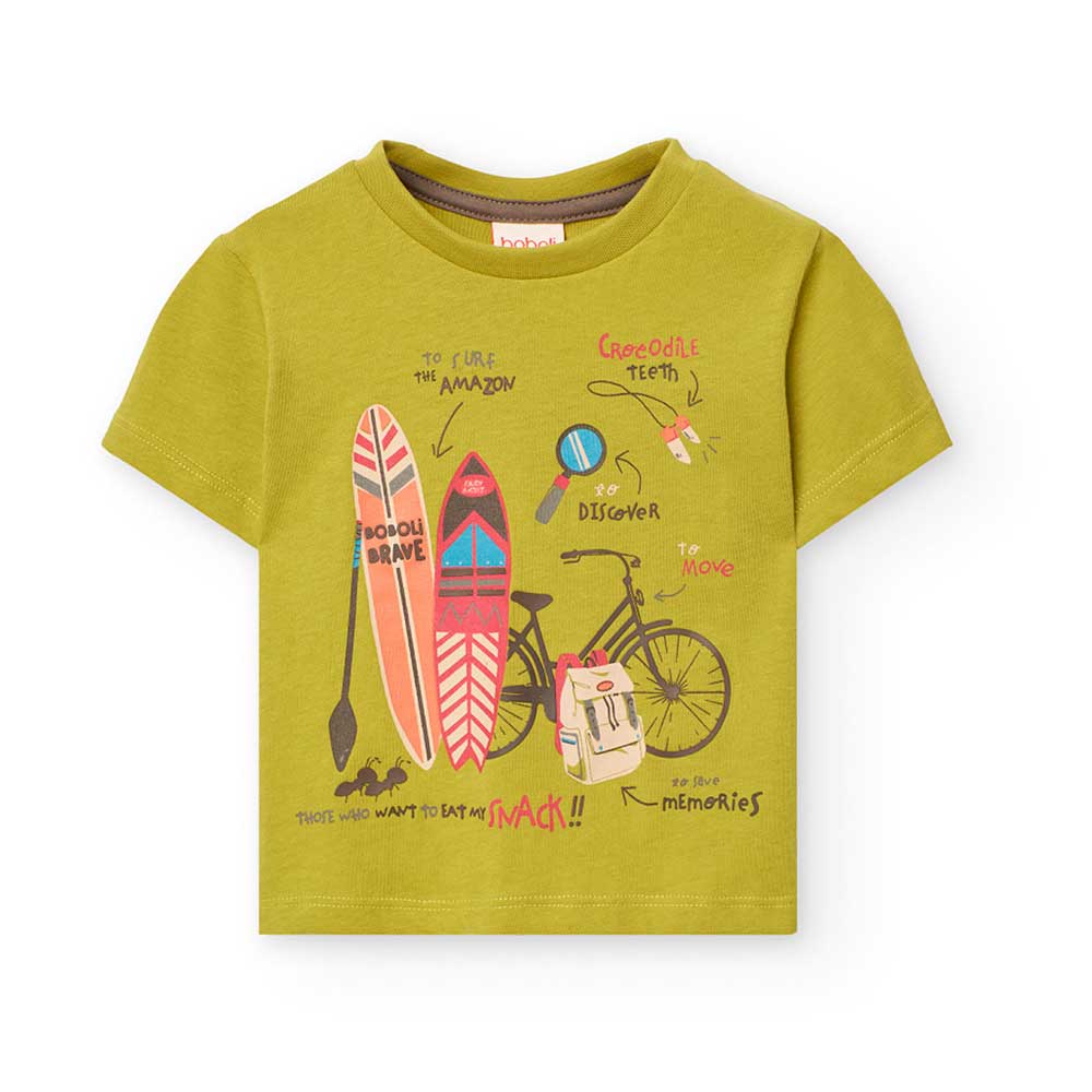 T-shirt aus der Kinderbekleidungslinie Boboli, mit mehrfarbigem Druck auf der Vorderseite und erh...