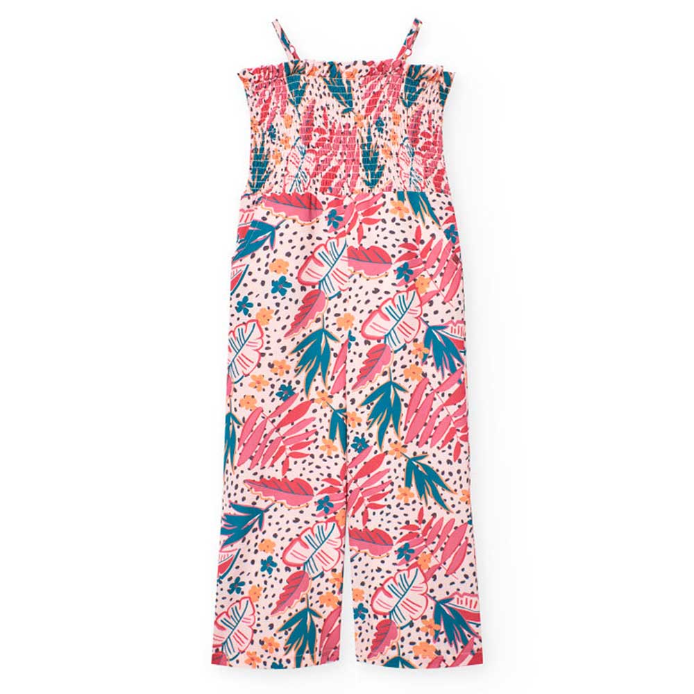 Langer Overall aus der Kinderbekleidungslinie Boboli, aus Kreppstoff, mit tropischem Muster und e...