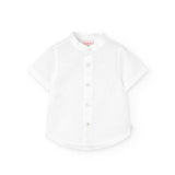 Camicia a manica corta bianca con colletto alla coreana per bambini.