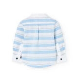 Camicia lino a righe - BOBOLI - Colore: Celeste - Stagione: Primavera-Estate