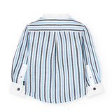 Camicia lino a righe - BOBOLI - Colore: Celeste - Stagione: Primavera-Estate