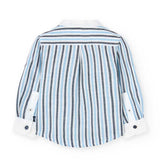 Camicia lino a righe - BOBOLI - Colore: Celeste - Stagione: Primavera-Estate