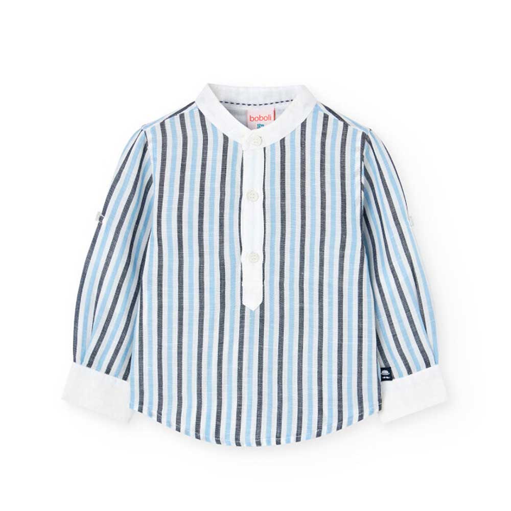 Leinenhemd aus der Boboli Kinderbekleidungslinie, mit langen Ärmeln, die mit einer Schlaufe gekür...