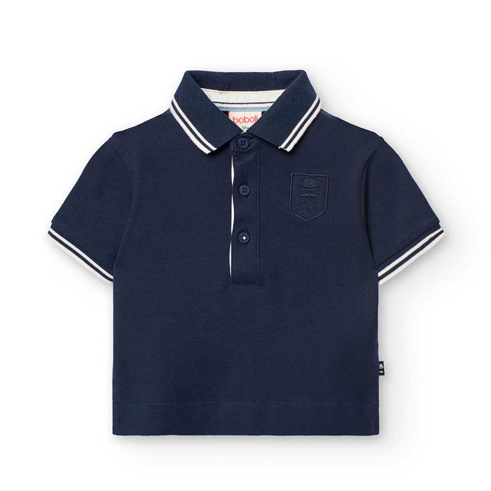 Polo in Uni-Farbe aus der Kinderbekleidungslinie von Boboli, mit kontrastfarbenen Details an den ...