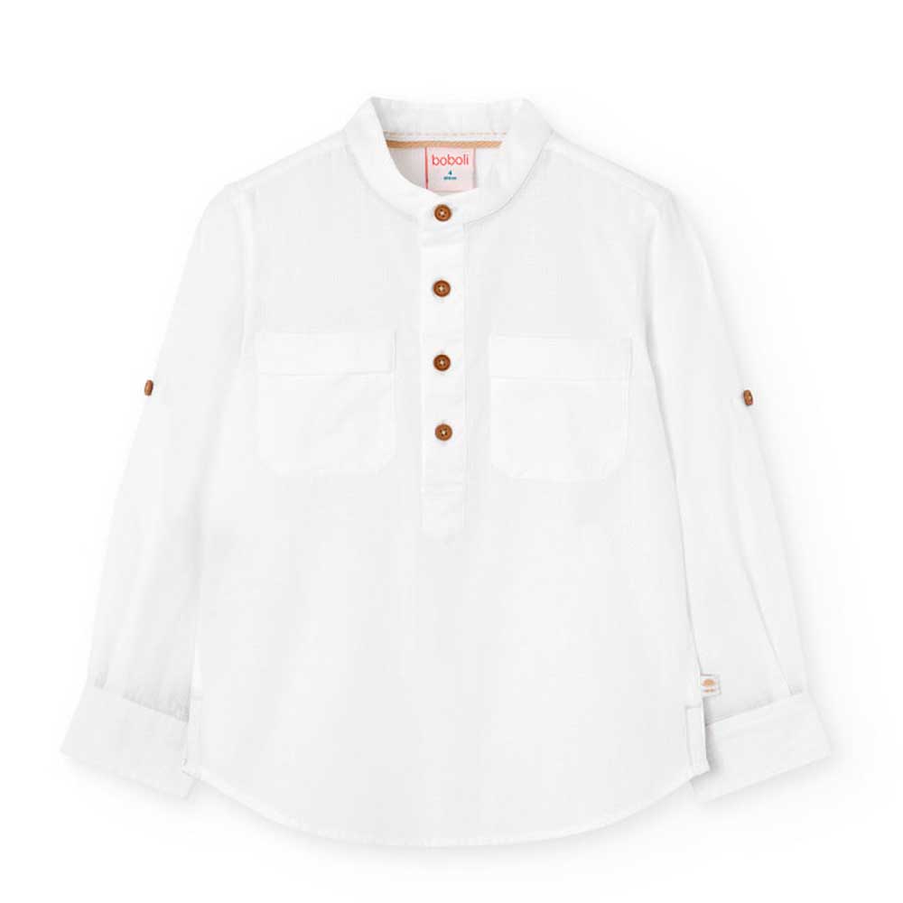 Long-sleeved shirt from the Boboli Children's Clothing Line, with a mandarin collar, pockets on t...