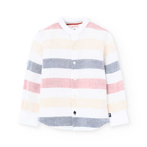 Camicia lino a righe per ragazzo