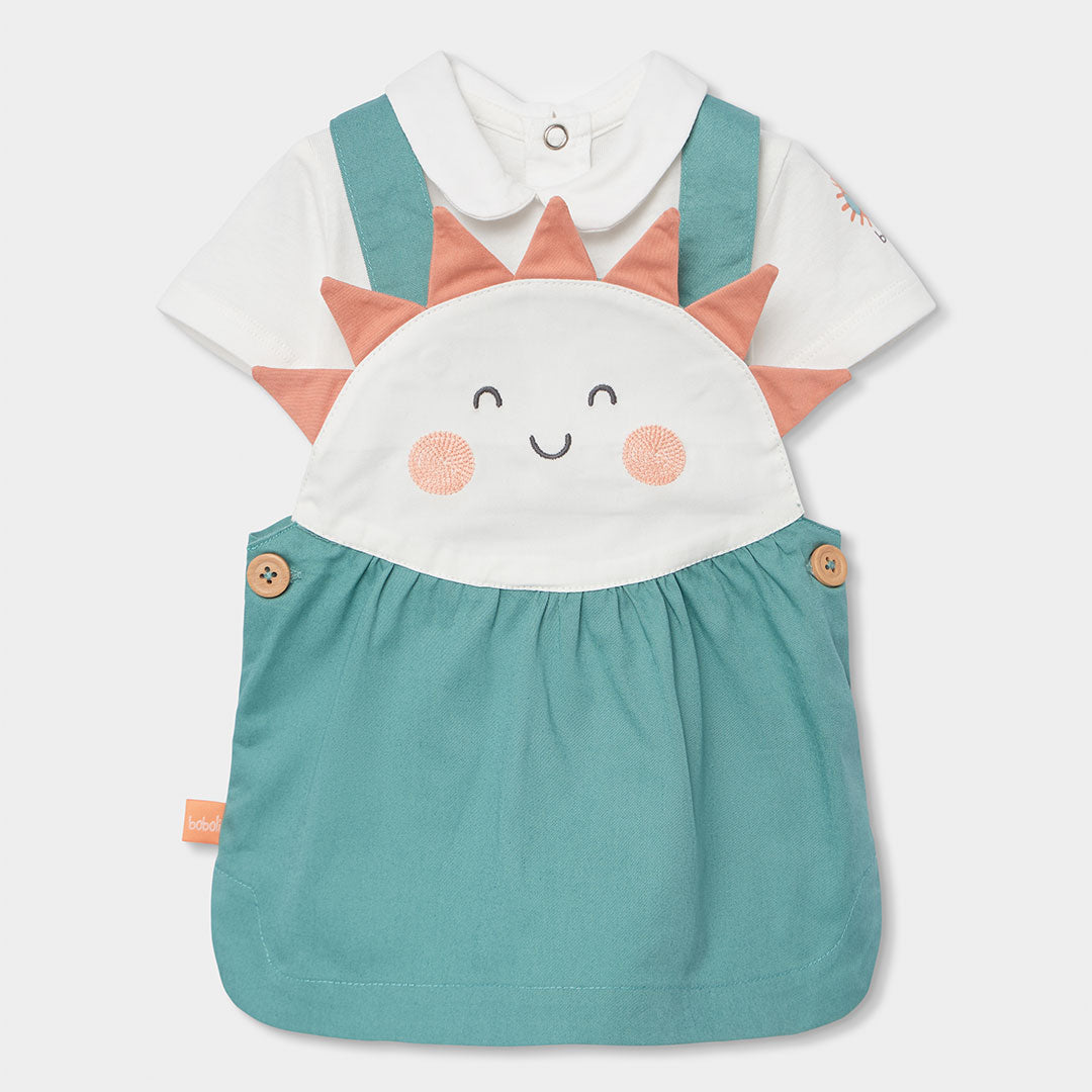 Salopette della Linea Abbigliamento Bambina Boboli, con gonna diritta, bretelle regolabili ed abb...