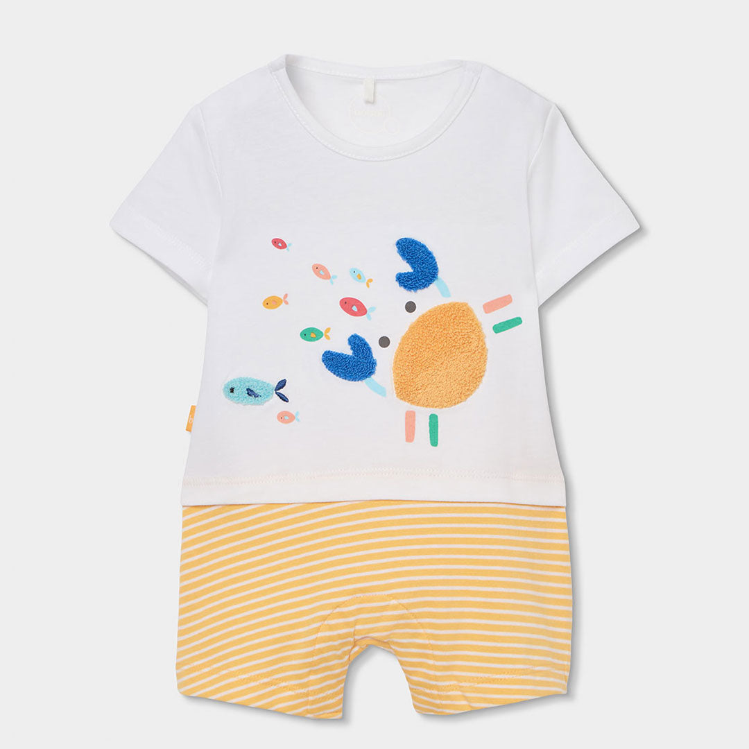 Pagliaccetto della Linea Abbigliamento Bambino Boboli, con parte inferiore a righine e chiusura c...