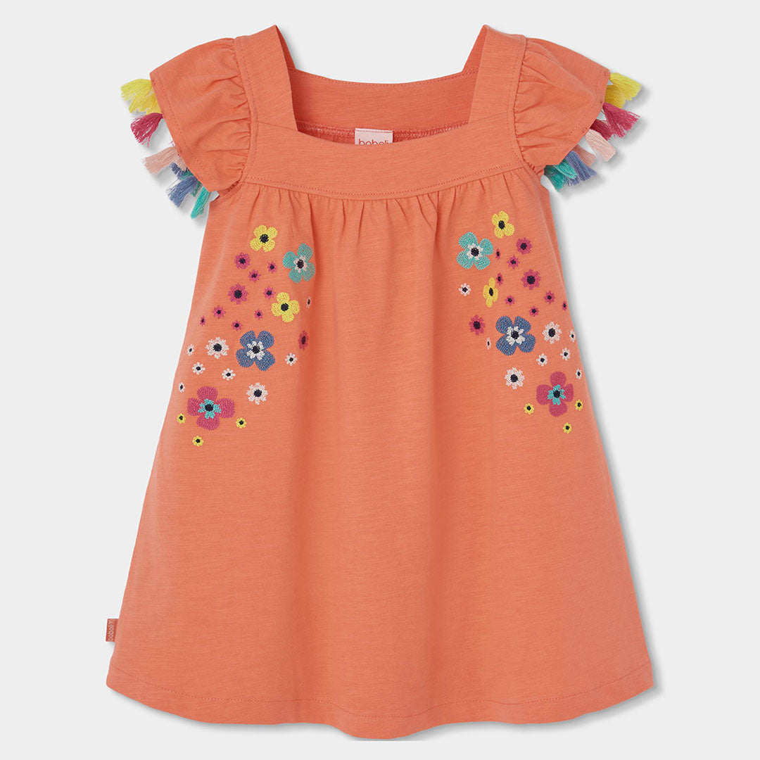 Abitino della Linea Abbigliamento Bambina Boboli, con bellissimi fiorellini ricamati sul davanti ...