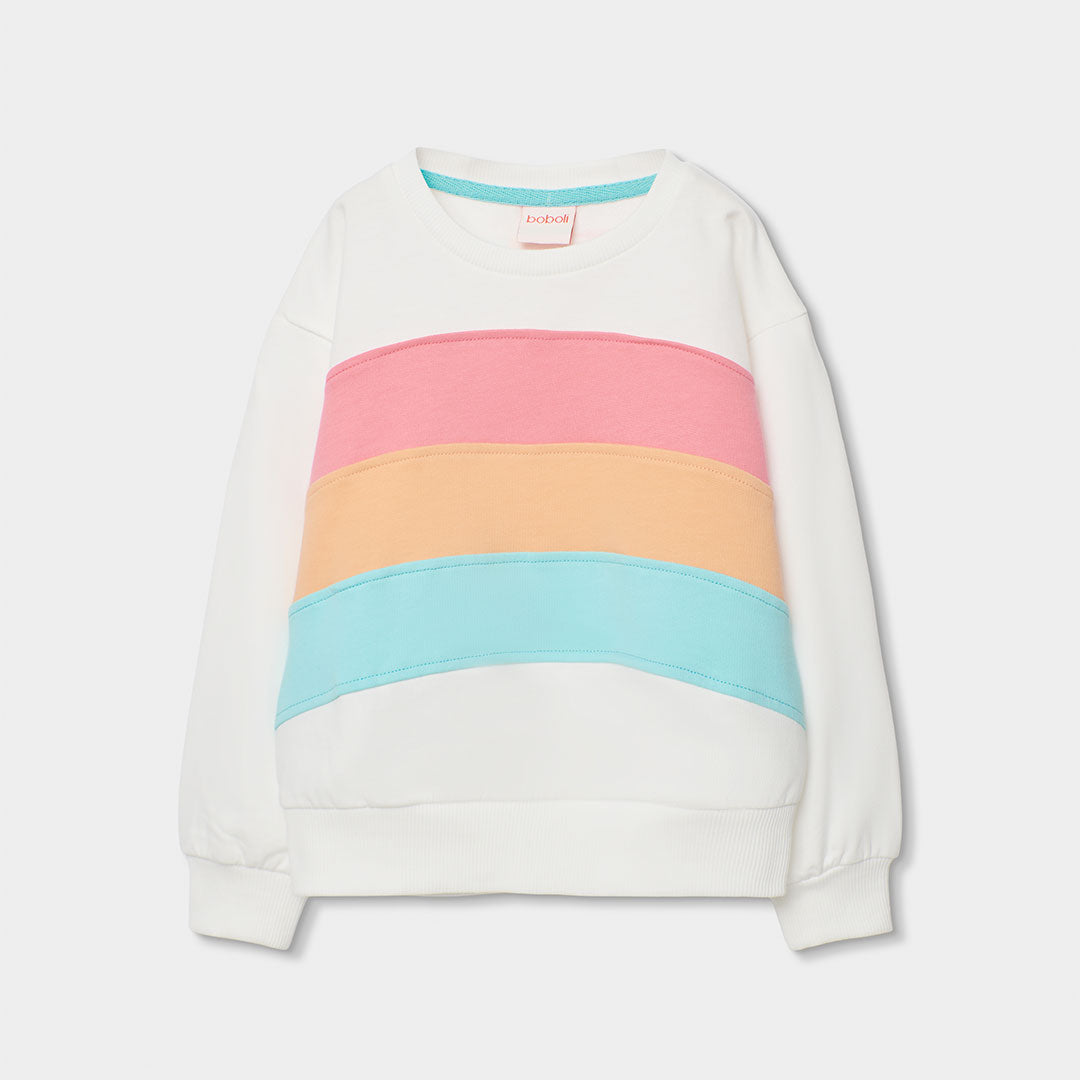 Sweatshirt aus der Kinderbekleidungs-Linie Boboli mit vorne Steppnähten und farblich unterteilten...