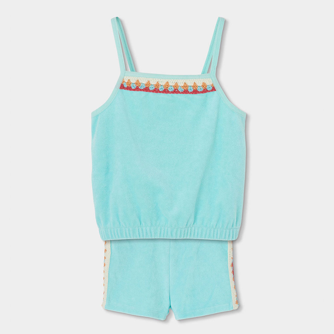 Completo due pezzi in ciniglia della Linea Abbigliamento Bambina Boboli, composto di pantaloncino...