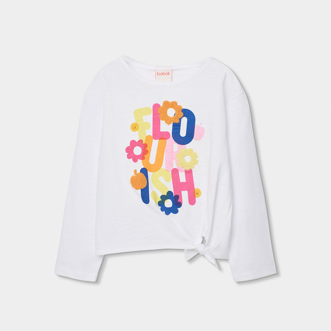 Maglietta della Linea Abbigliamento Bambina Boboli, a manica lunga con stampa colorata sul davant...