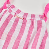 Vestito lino a righe - BOBOLI - Sesso: Bambina - Colore: Rosa - Stagione: Primavera-Estate