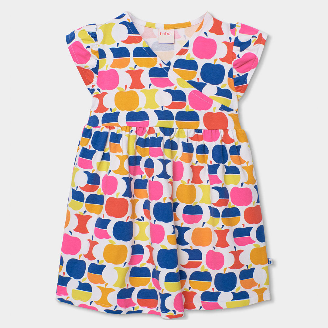 Vestitino della Linea Abbigliamento Bambina Boboli, con fantasia geometrica a tinte forti ed incr...