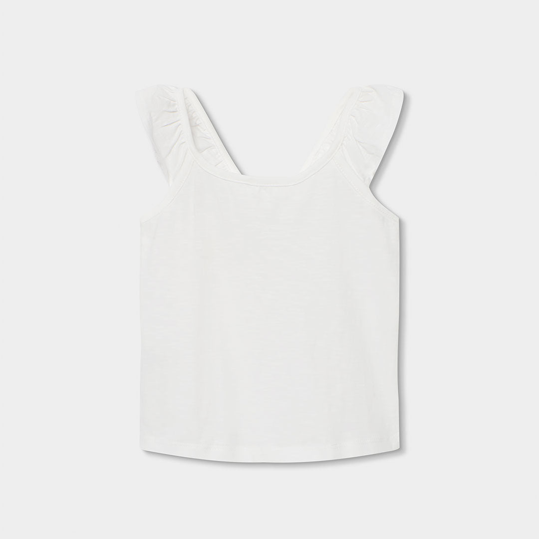Top a tinta unita della Linea Abbigliamento Bambina Boboli, con riccetti sulle spalline .
Träger ...