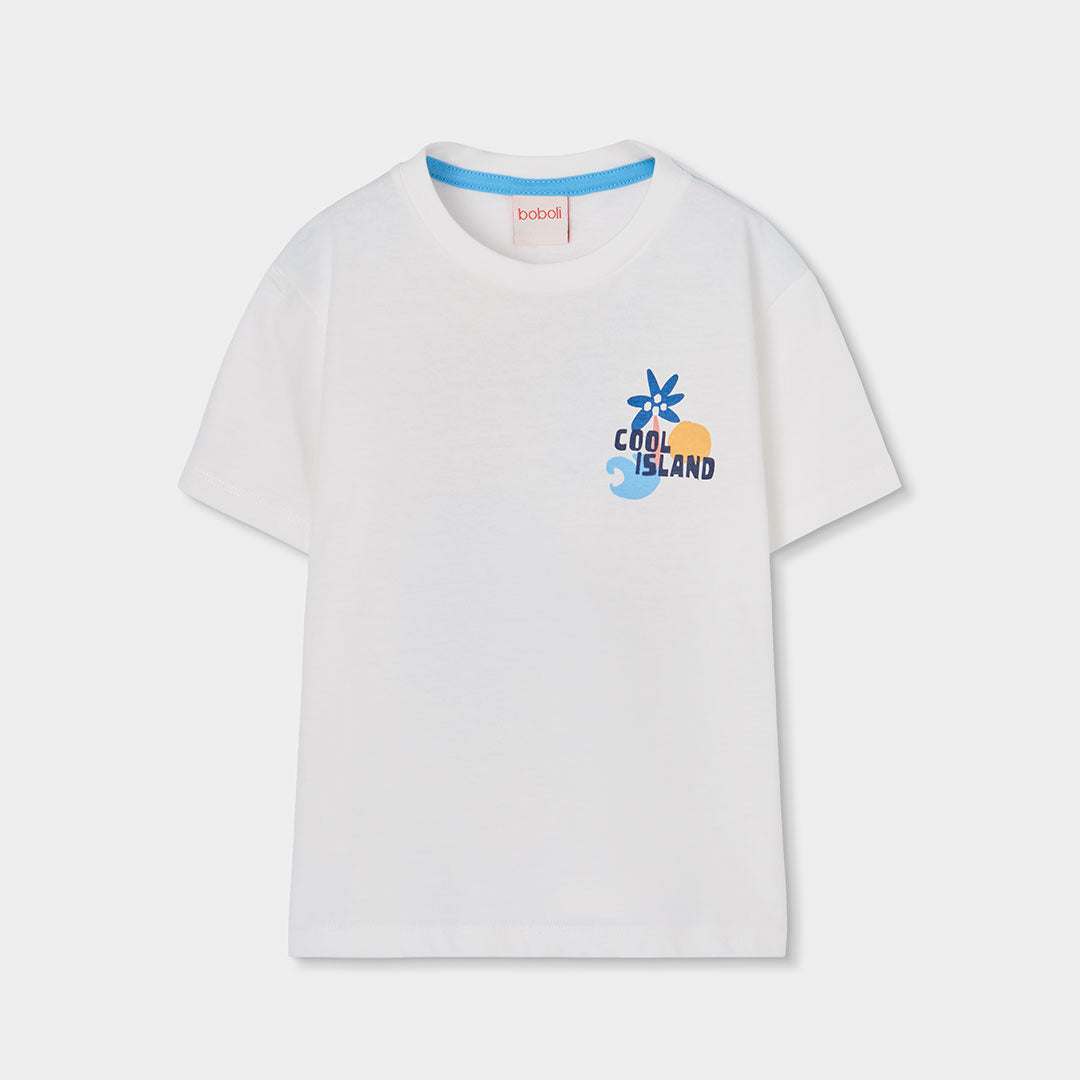 T-Shirt der Kinderbekleidungs-Linie Boboli, Regular Fit, einfarbig mit mehrfarbigem Aufdruck auf ...
