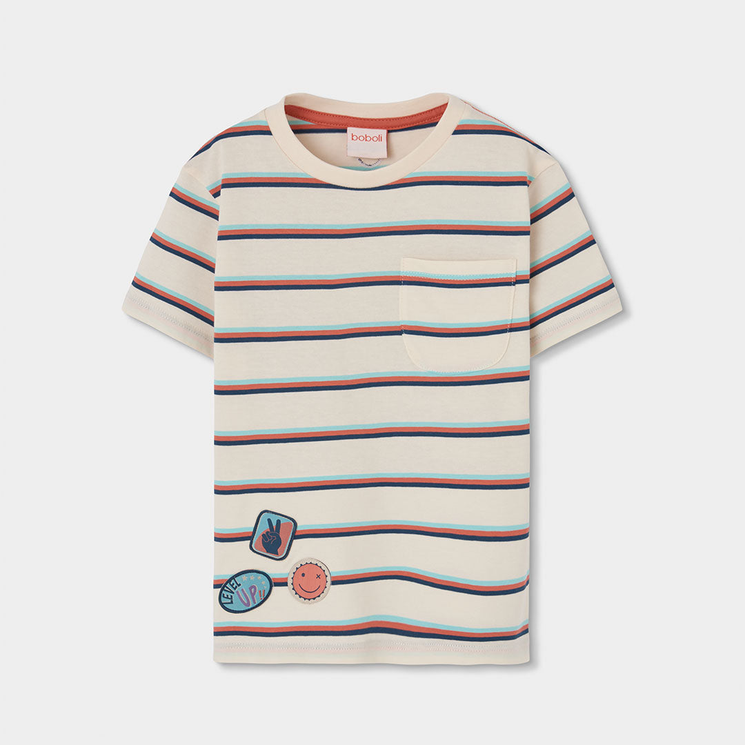 T-Shirt der Kinderbekleidungs-Linie Boboli, mit Streifenmuster auf hellem Grund.
Zusammensetzung:...