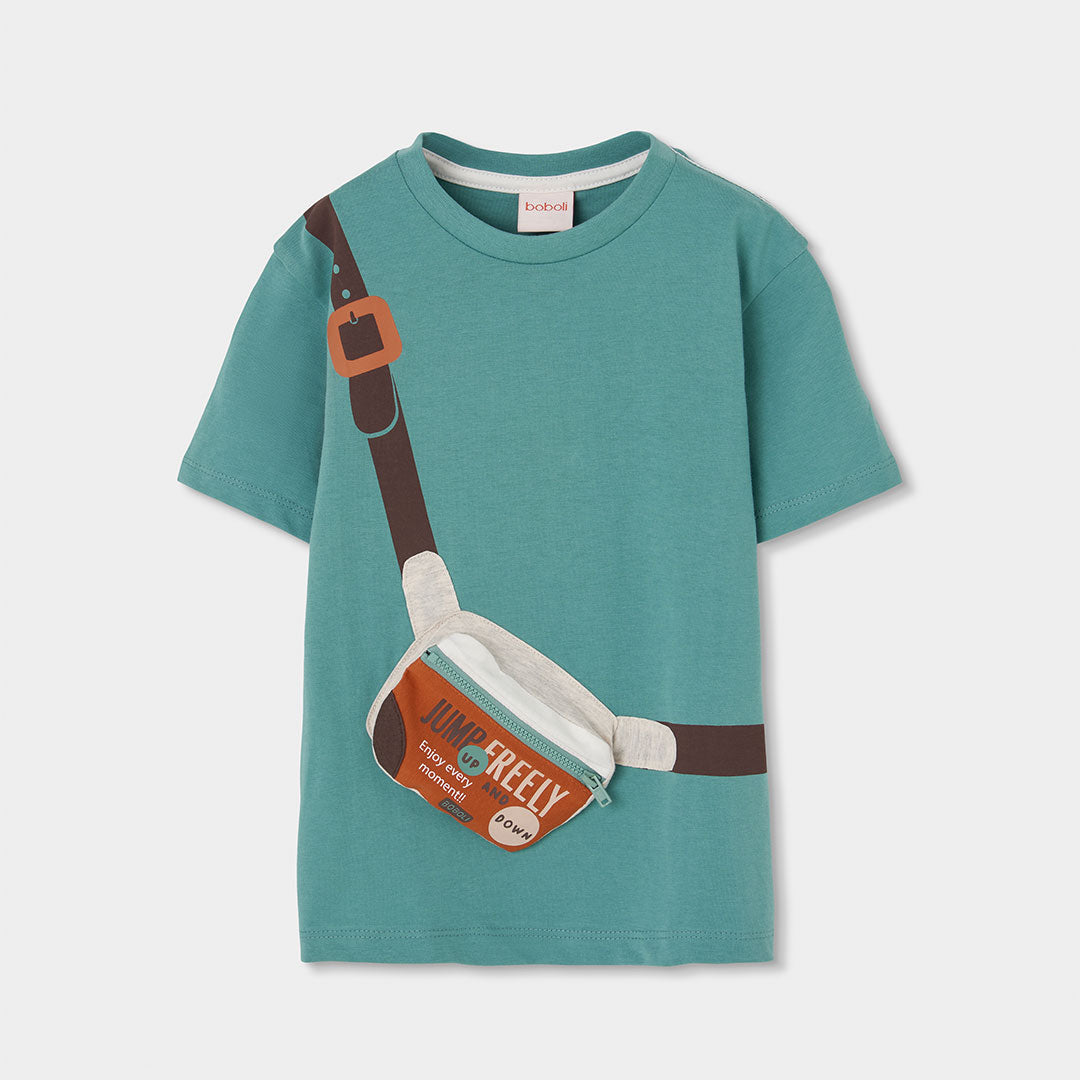 T-shirt della Linea Abbigliamento Bambino Boboli, a tinta unita con applicazione sul davanti a fo...