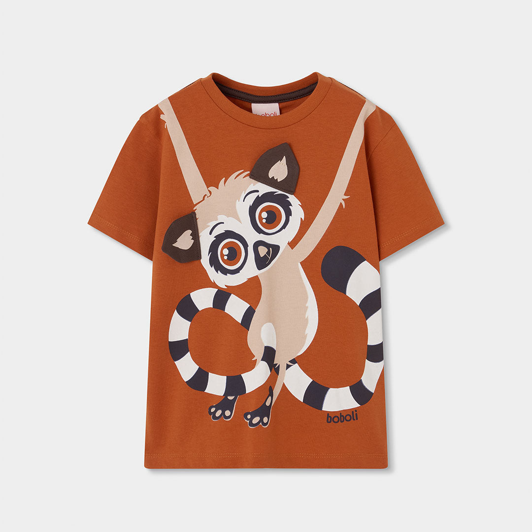 T-shirt from the Children's Clothing Line Boboli, solid color with a print of a tropical animal o...