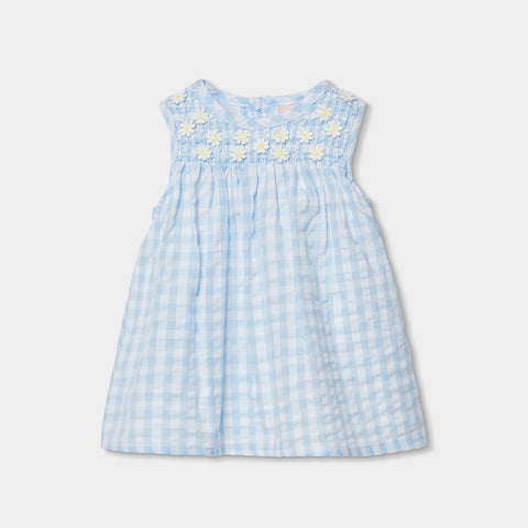 Vestito popeline quadri - BOBOLI - Sesso: Bambina - Colore: Celeste - Stagione: Primavera-Estate