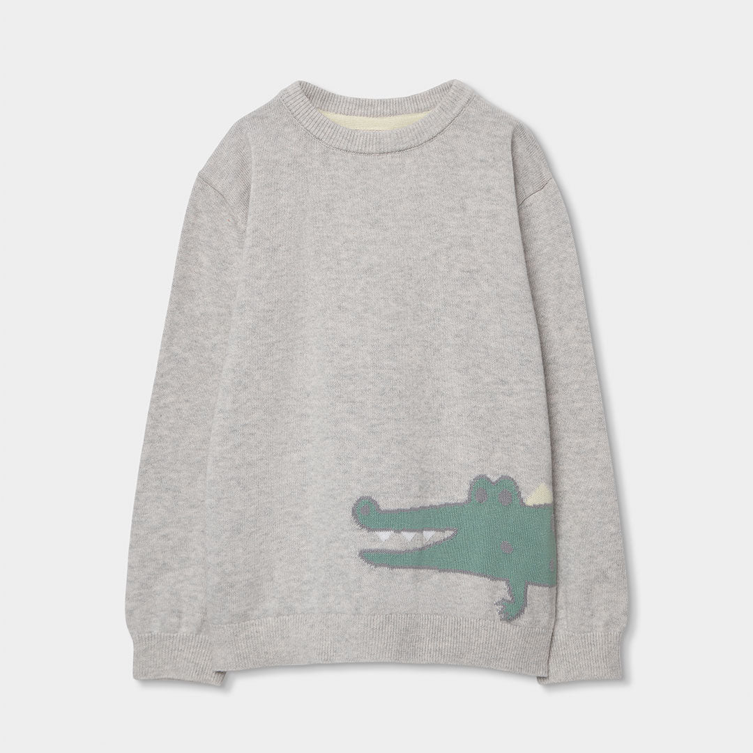 Sweater from the Children's Clothing Line Boboli, featuring a cute crocodile in a continuous desi...
