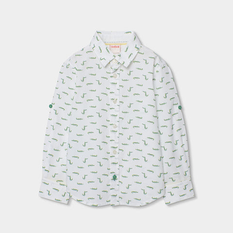 Camicia popelin stampato - BOBOLI - Colore: Bianco - Stagione: Primavera-Estate