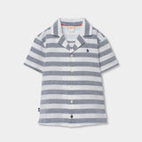 Camicia a righe Boboli per bambino, maniche corte con colletto a giacca.