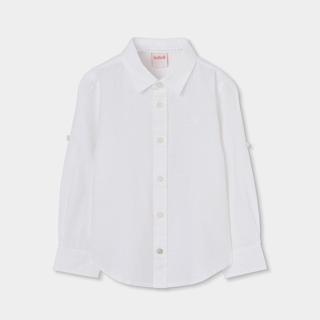 Camicia in lino della Linea Abbigliamento Bambino Boboli, con modello classico e bottoncini sulle...