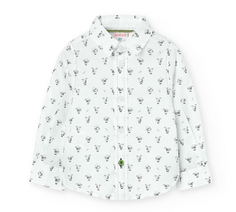 Printed poplin shirt for babies