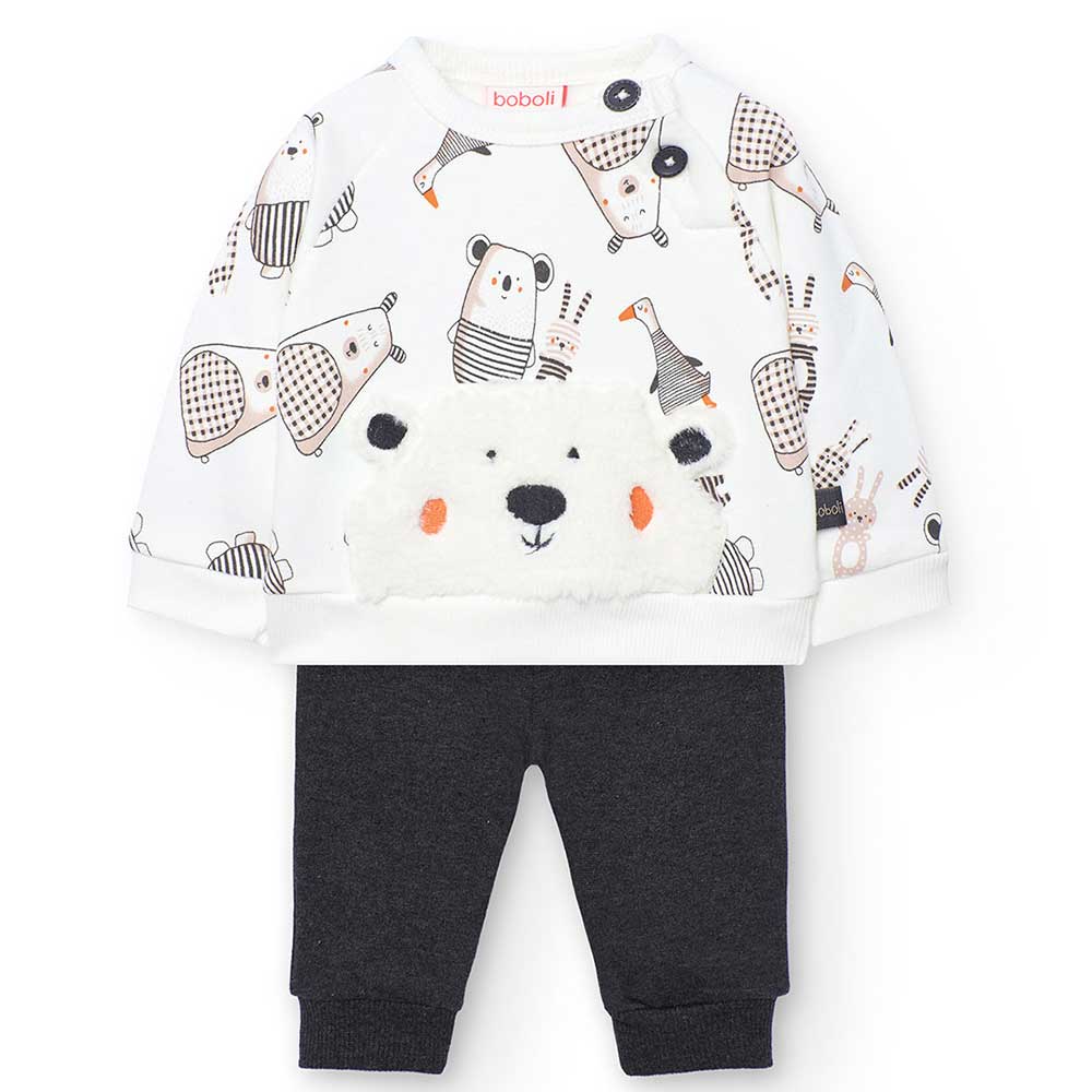 
Zweiteiliges Set aus der Kinderbekleidungslinie Boboli, mit einfarbiger, weicher Hose und gemust...
