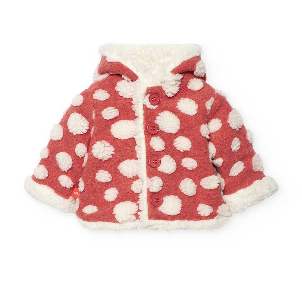 Jacke aus der Kinderbekleidungslinie Boboli, aus Walkstoff mit Kapuze und Knöpfen vorne, gepunkte...