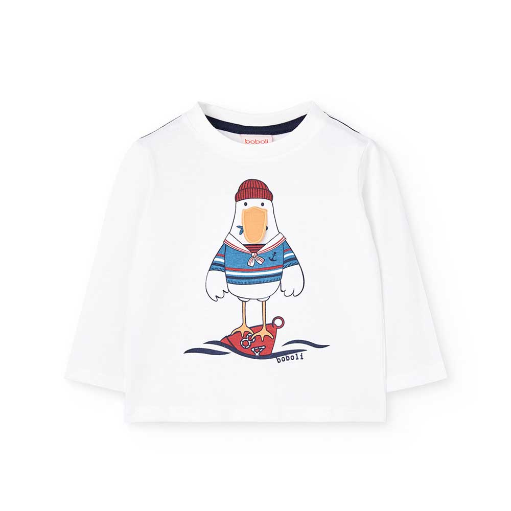 Maglietta der Kinderbekleidungslinie Boboli, mit einem lustigen Aufdruck vorne mit einem hochgest...