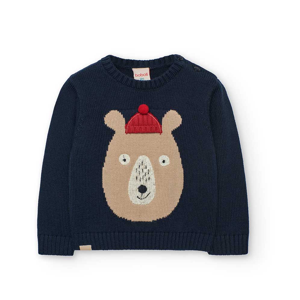 Maglione della Linea Abbigliamento Bambino Boboli, con orsacchiotto pescatore lavorato sul davant...