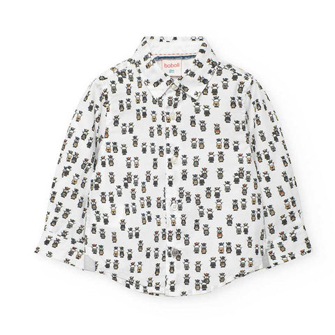 Camicia popelin stampato - BOBOLI - Colore: Bianco - Stagione: Autunno-Inverno